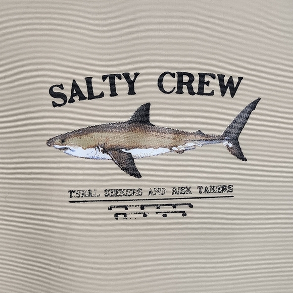 SALTY CREW Bruce Snap Jacket Mens Medium Cream Fishing Surf - Picture 4 of 13